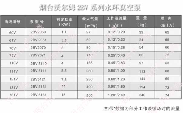 2BV系列液环真空泵型号参数